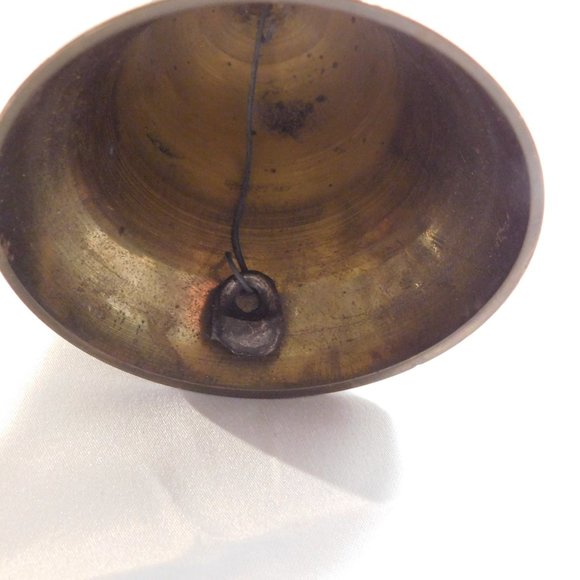 Vintage Brass Bells Victorian Lady and Long Handled Bell Lot of 2 Bells - Picture 7 of 9